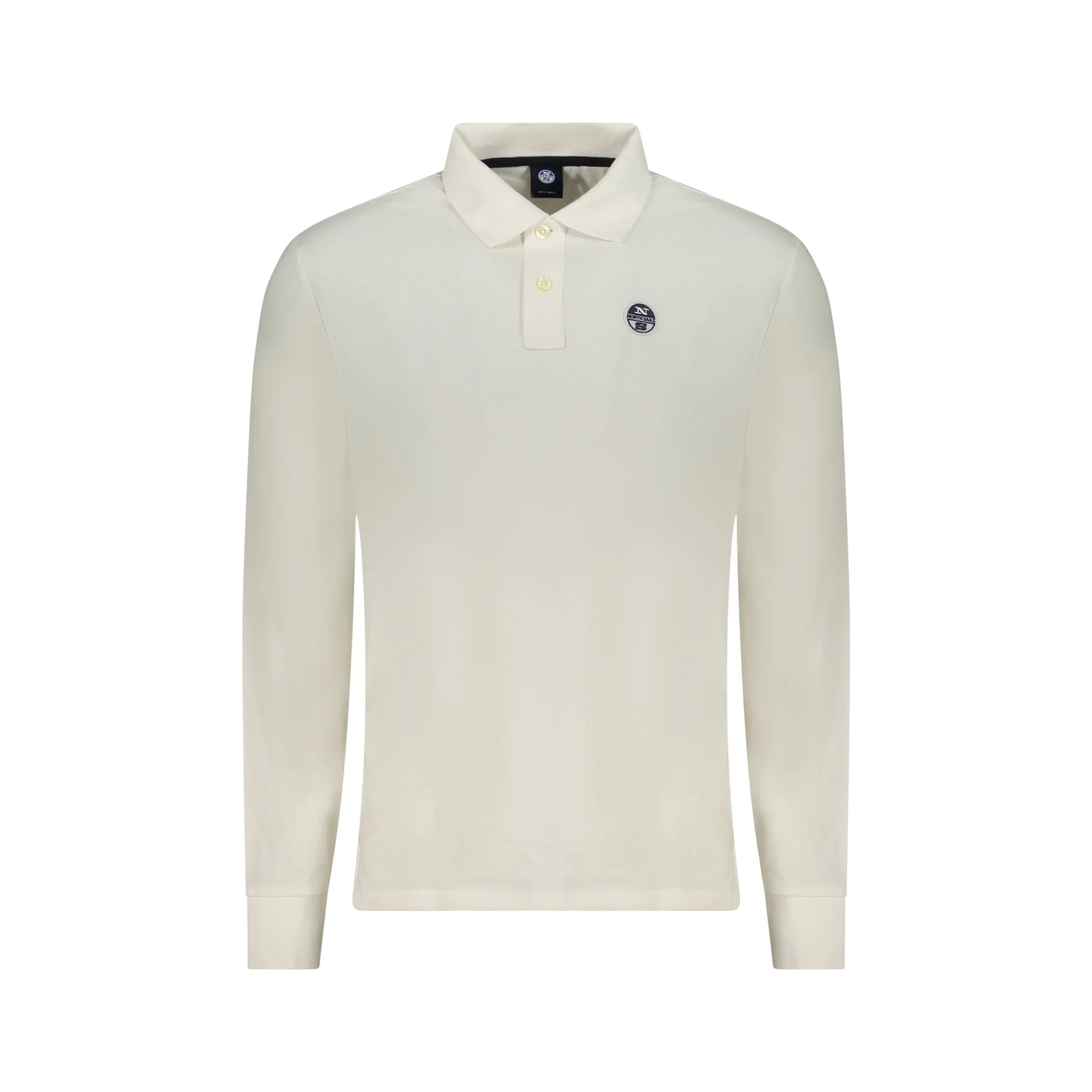 North Sails Polo Uomo Maniche Lunghe 2 Bottoni Cotone Applicazione Logo Bianco - foto prodotto